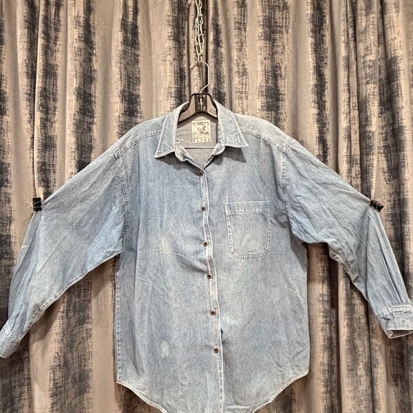 Andrews Blues Vintage Denim Button Up Shirt Size M Blue Cotton