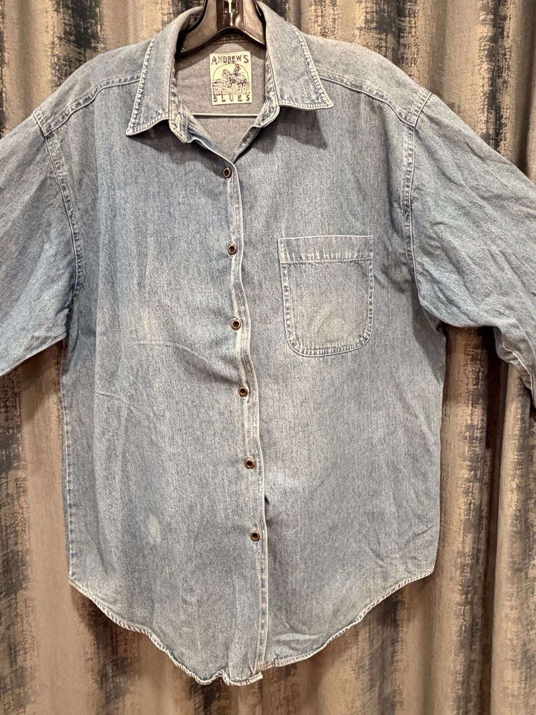Andrews Blues Vintage Denim Button Up Shirt Size M Blue Cotton 4