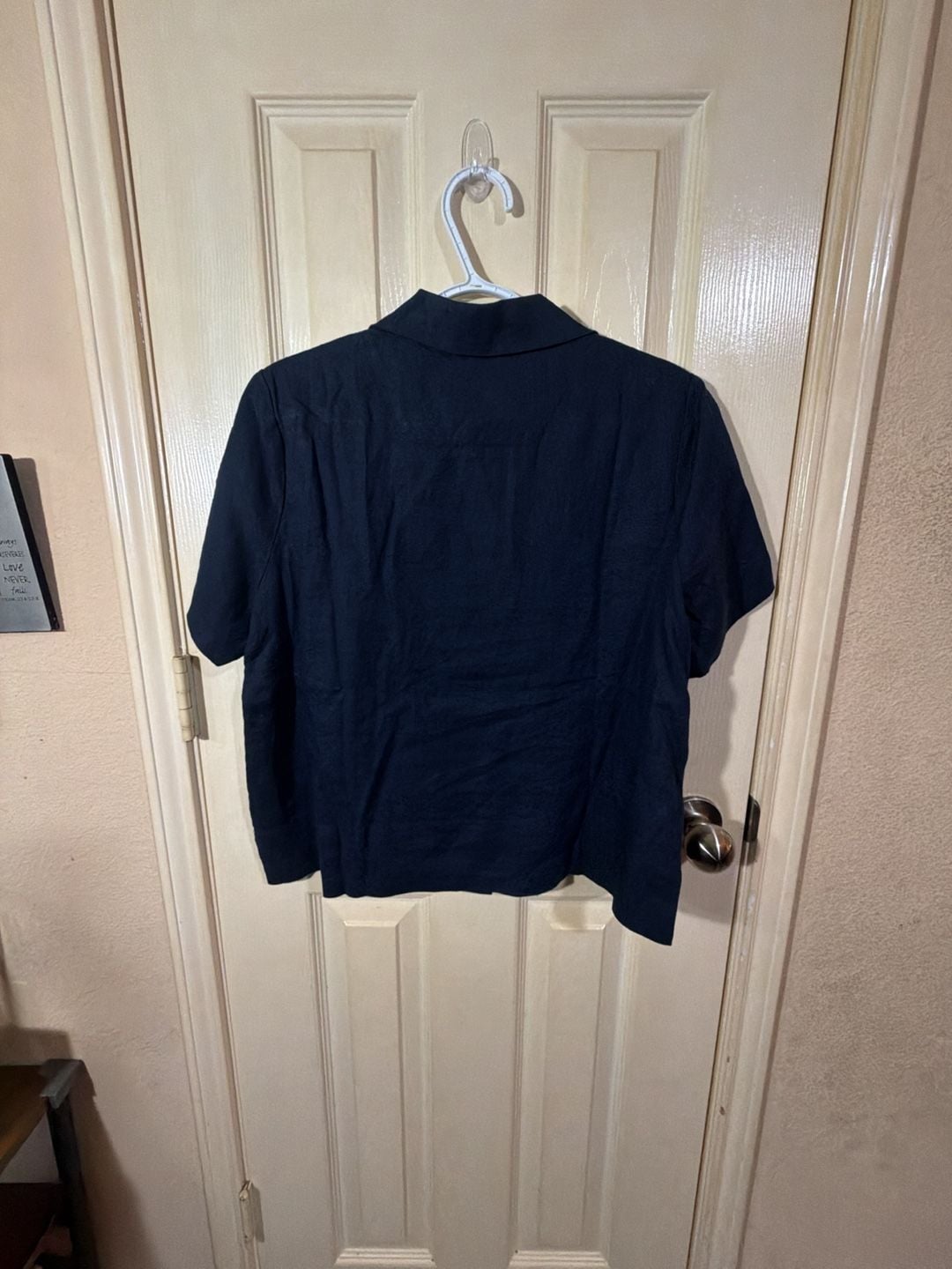 Quince Camp Shirt Size S Navy Linen Short Sleeve Button Down Top 5
