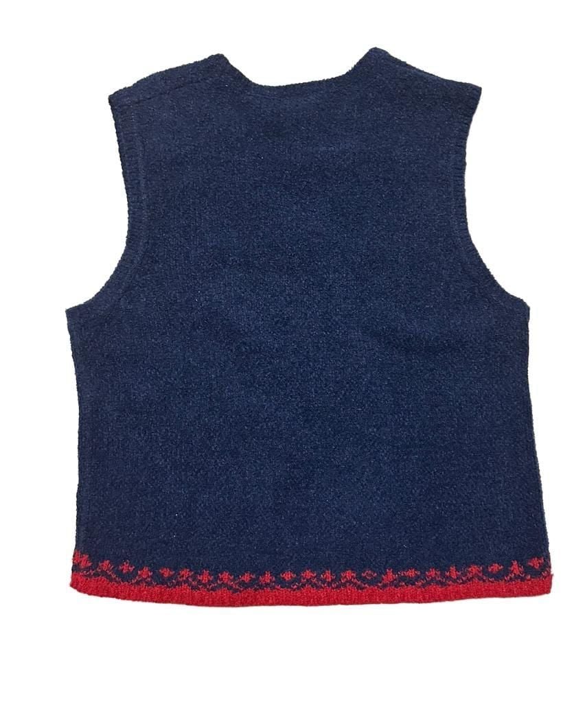 Koret City Blues Zip Knit Vest Size M Navy Blue Patchwork 4
