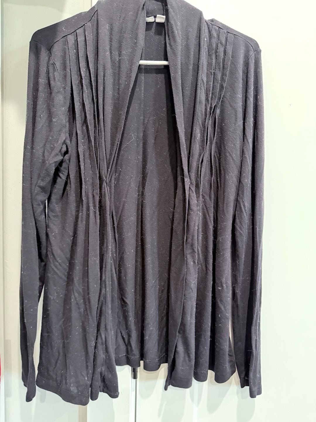Croft & Barrow Open Front Cardigan Size S Black Long Sleeve Pleated 2