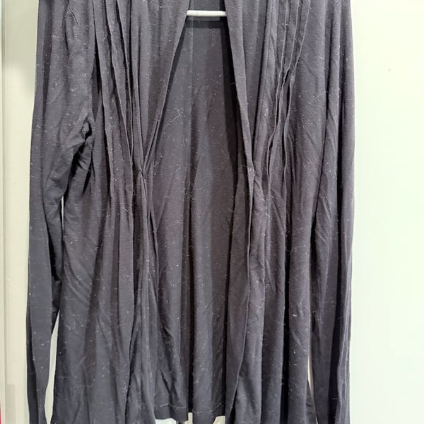 Croft & Barrow Open Front Cardigan Size S Black Long Sleeve Pleated