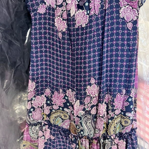 Wet Seal Floral Paisley Sundress Size S Blue Purple Boho Ruffle Hem