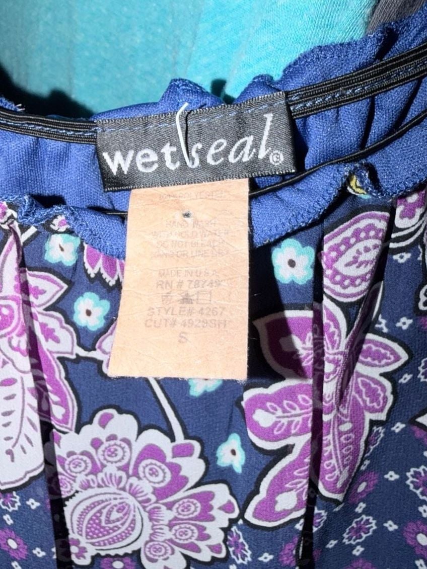 Wet Seal Floral Paisley Sundress Size S Blue Purple Boho Ruffle Hem 3