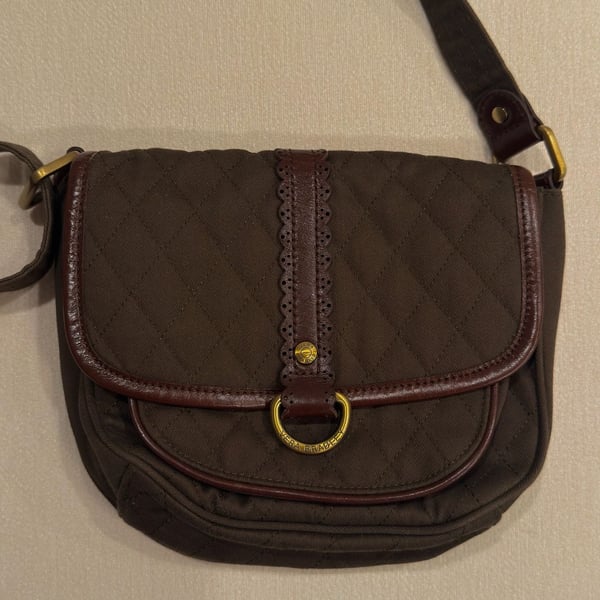 Vera Bradley Quilted Crossbody Bag Brown Floral Flap