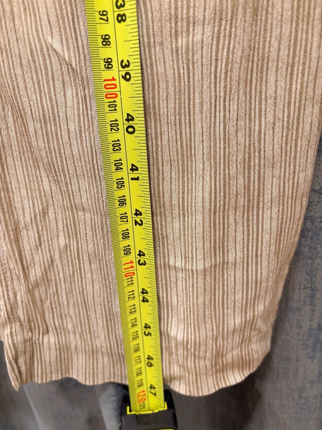 Vintage Infatuation Striped Midi Dress Beige Striped Front Buttons 8