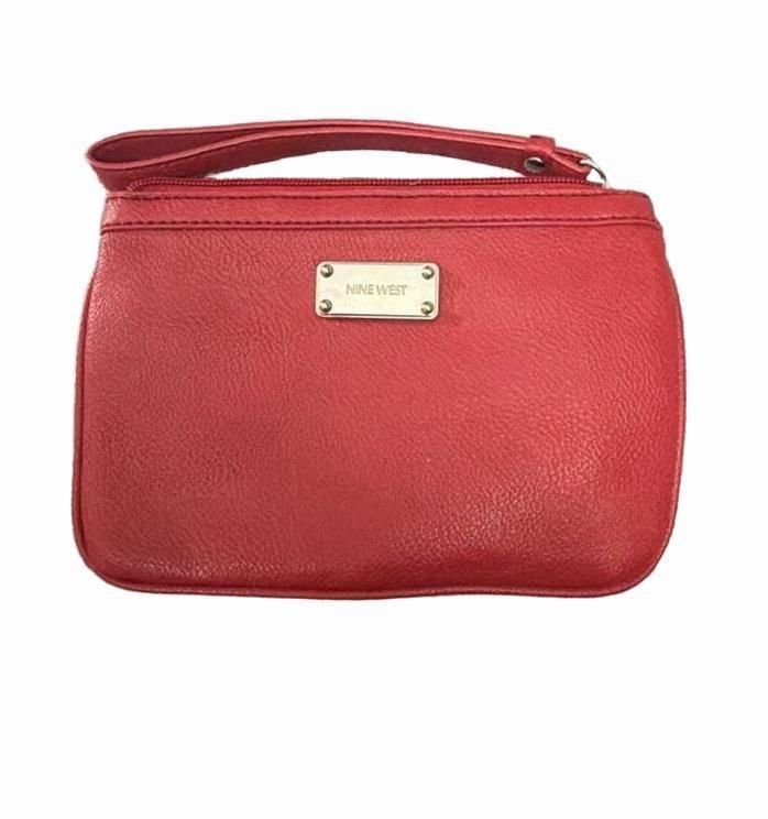 Nine West Red Wristlet Wallet Handbag Faux Leather 2