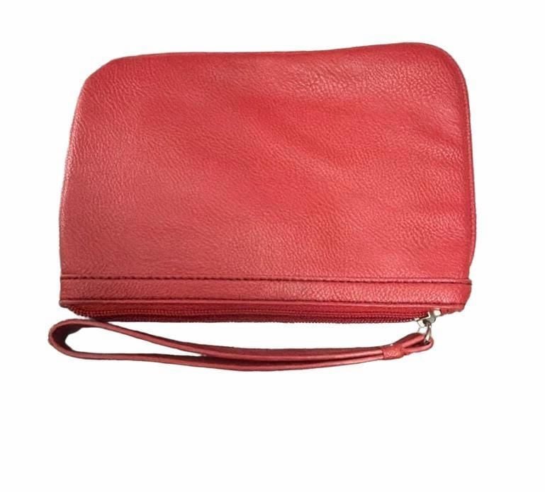 Nine West Red Wristlet Wallet Handbag Faux Leather 3