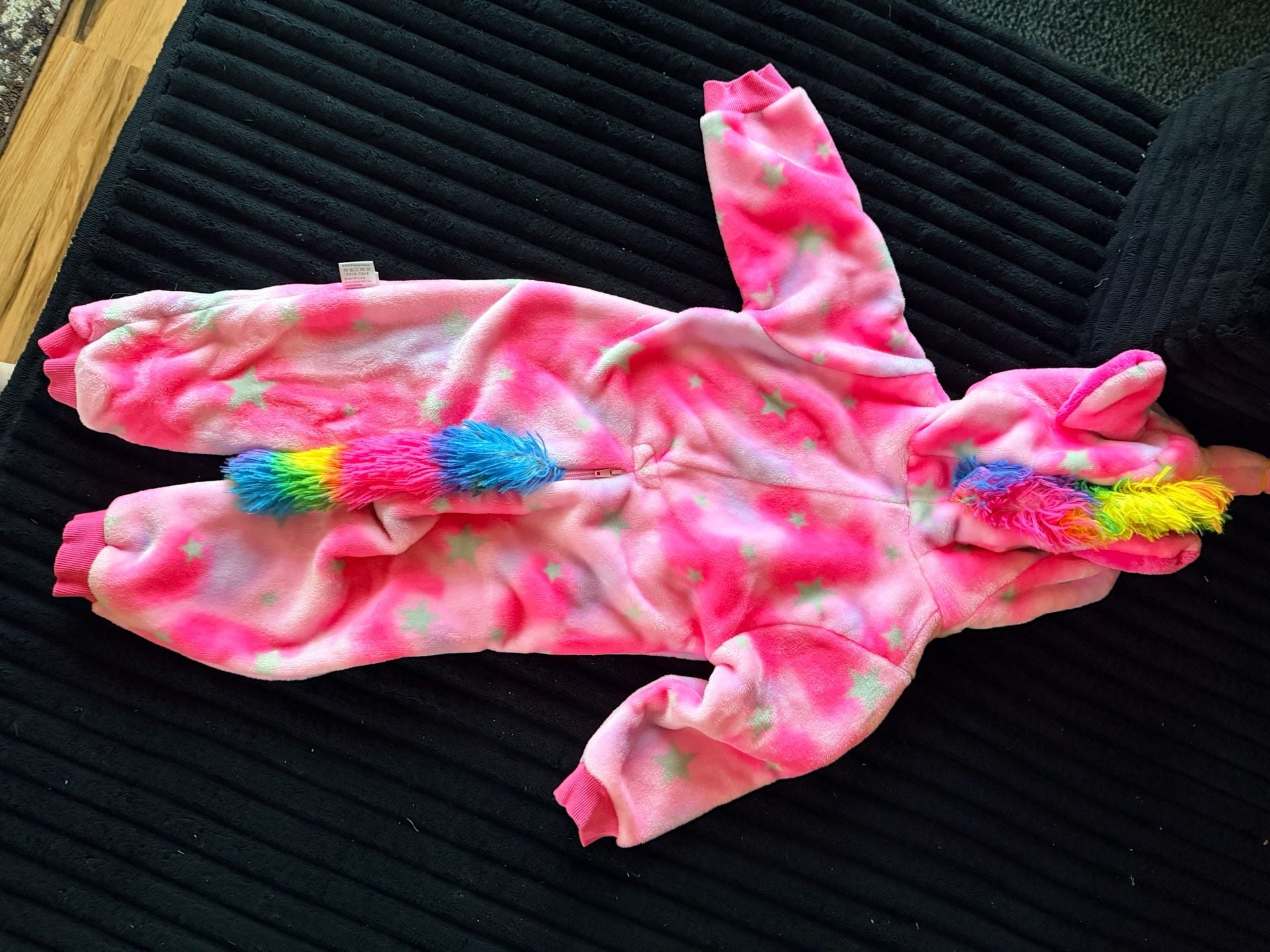 Costume Unbranded Unicorn Onesie 18-24 Months Pink Star Fleece Hooded Jumpsuit 4