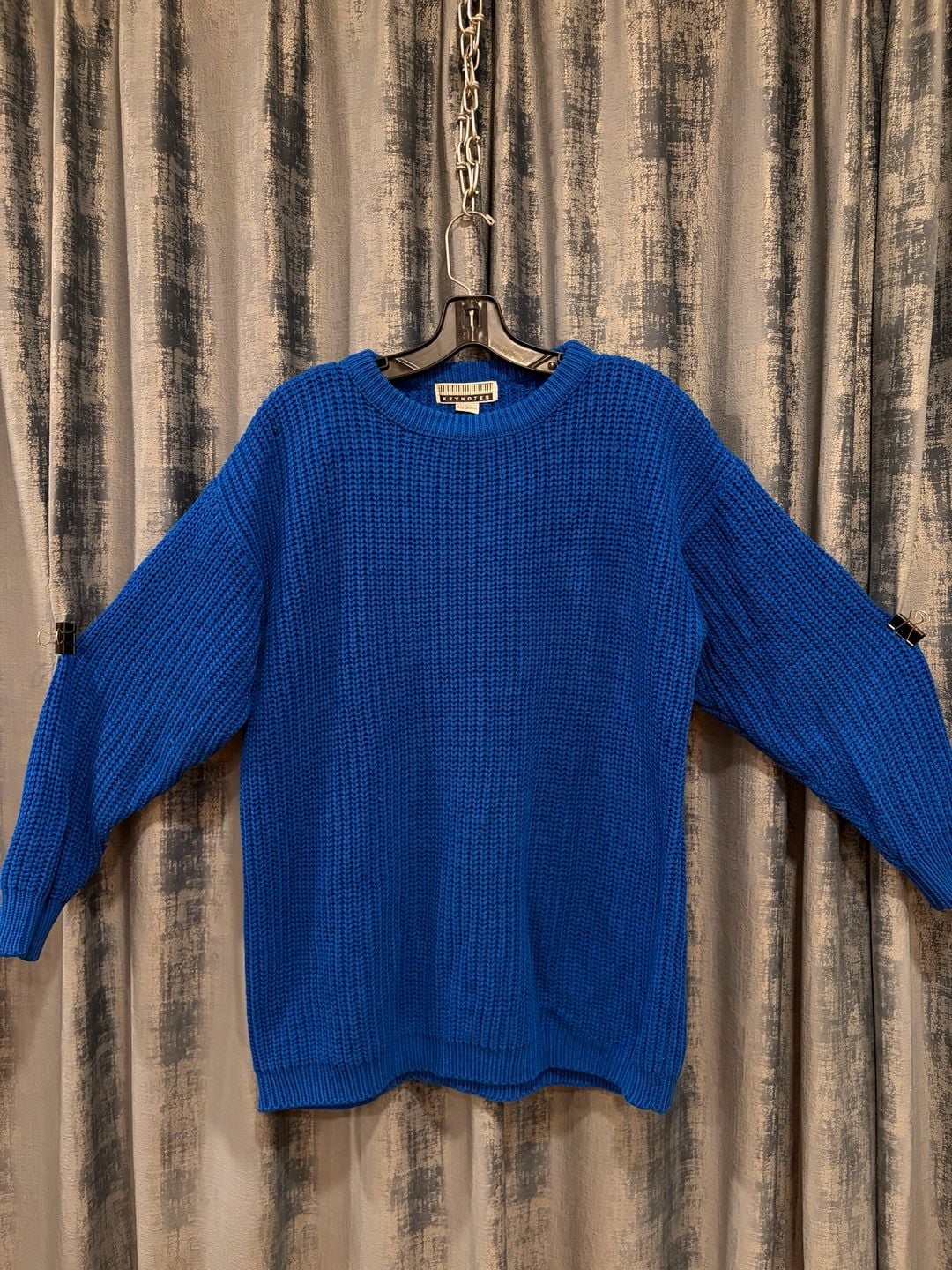 Vintage Keynotes Crew Neck Sweater Size S Royal Blue Acrylic Knit 2