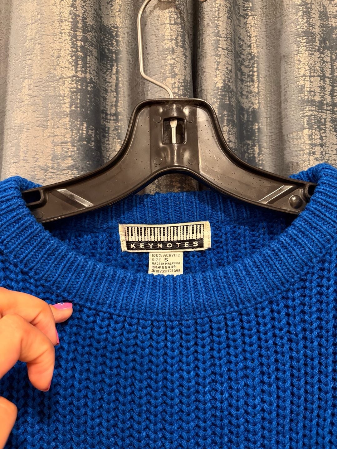 Vintage Keynotes Crew Neck Sweater Size S Royal Blue Acrylic Knit 3