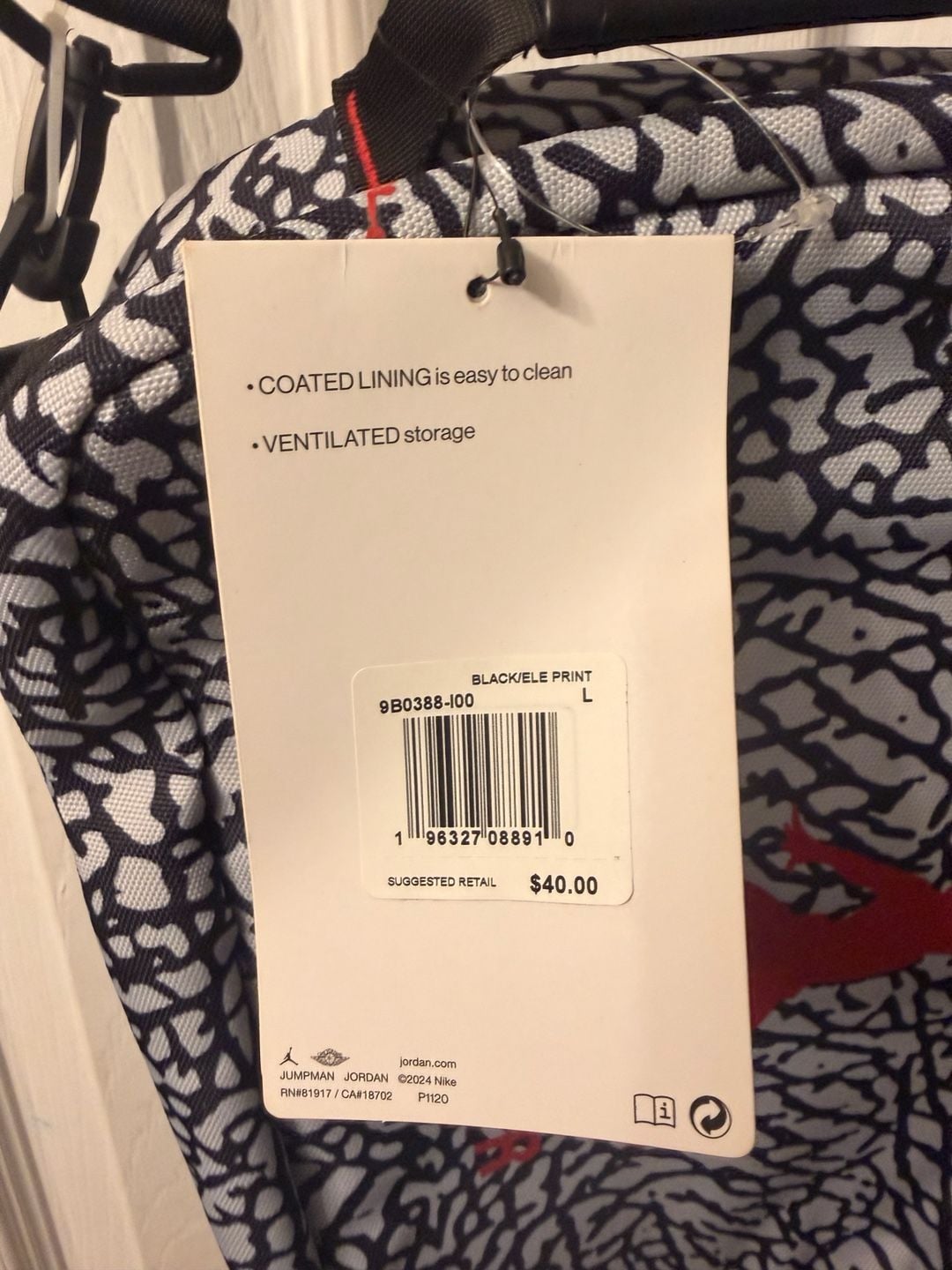 NEW Air Jordan Shoe Box Bag Large Size Logo Swoosh Elephant Print Retro NWT 4