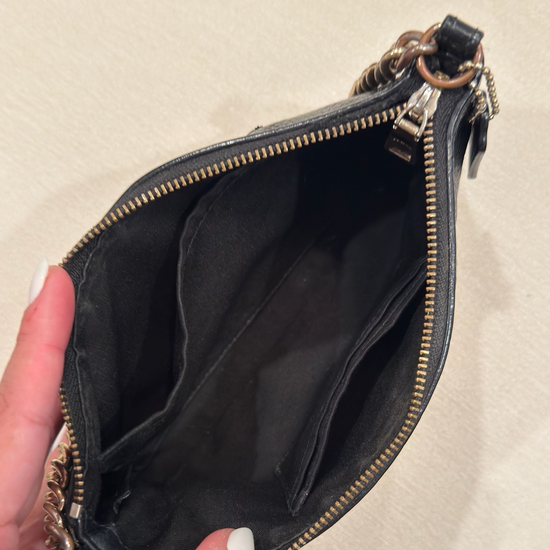Coach Pebbled Leather Quinn Crossbody Shoulder Bag F52709 Black 5
