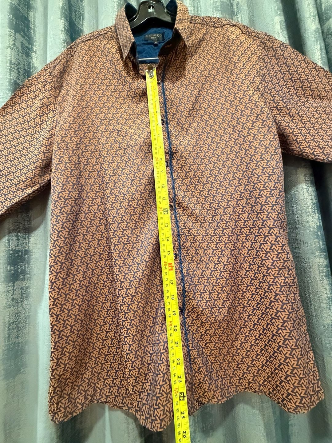 Vintage rare De-Niko 1989 Geometric Print Shirt XL Orange Blue Long Sleeve 9