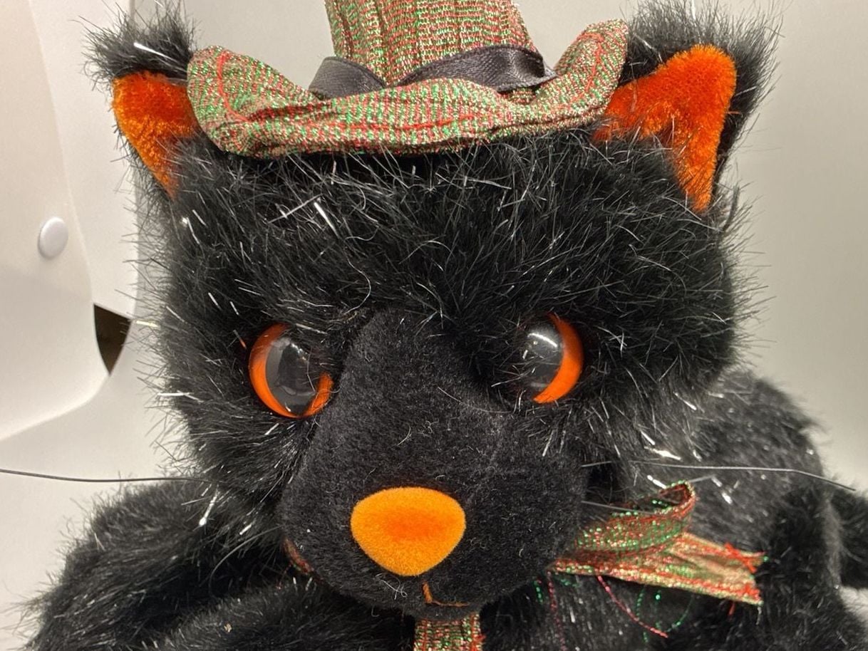 Kids of America Plush Black Cat Witch Hat Sparkle Halloween Plush 2001 Kitty Vtg 5