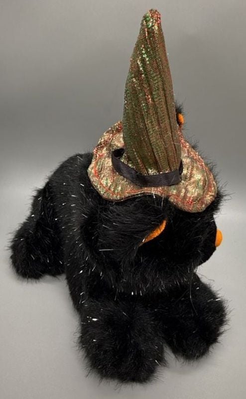 Kids of America Plush Black Cat Witch Hat Sparkle Halloween Plush 2001 Kitty Vtg 7
