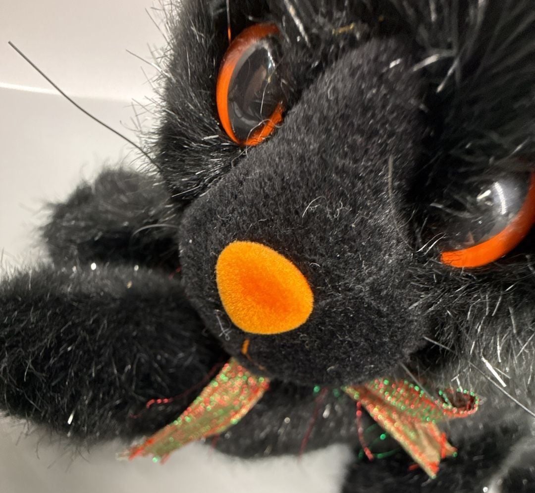 Kids of America Plush Black Cat Witch Hat Sparkle Halloween Plush 2001 Kitty Vtg 8