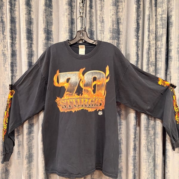 Very Rare Sturgis 70th Rally Long Sleeve Shirt Size XL Black 100% cotton