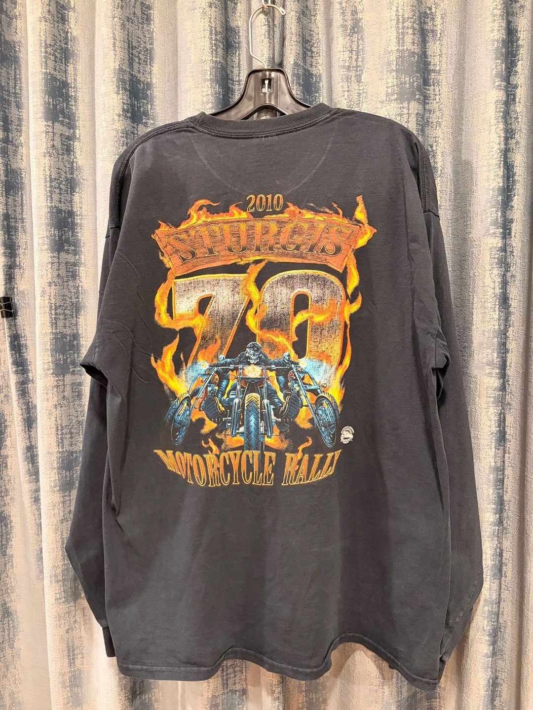 Very Rare Sturgis 70th Rally Long Sleeve Shirt Size XL Black 100% cotton 8