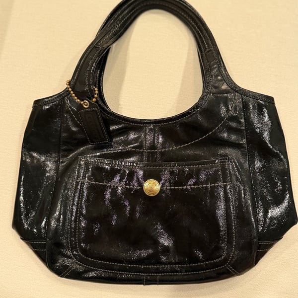 Coach Ergo 65th Anniversary Patent Calf Leather Shoulder Bag 11012 Black