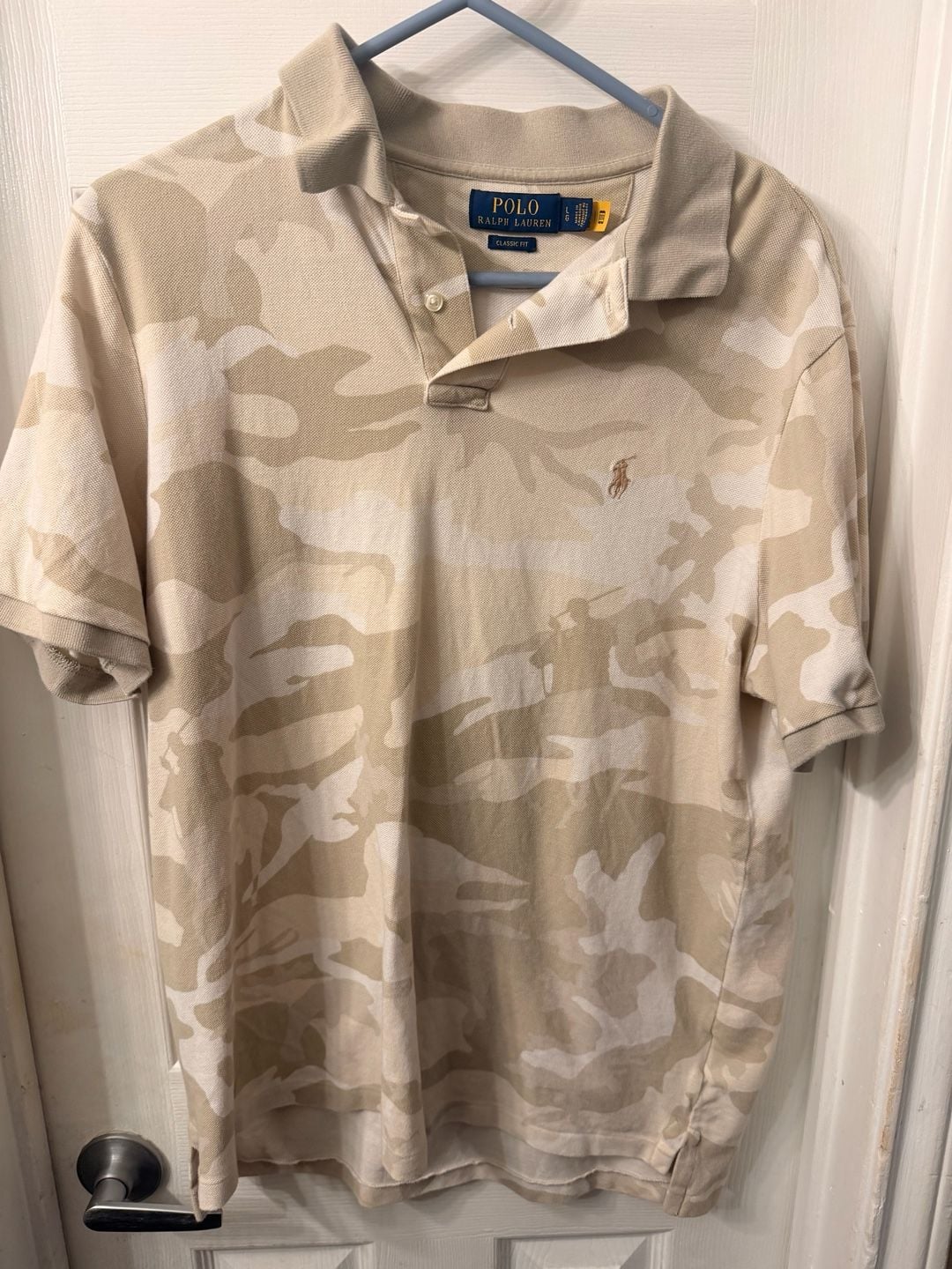 Polo Ralph Lauren Polo Shirt Size L Beige Camo Classic Fit 2