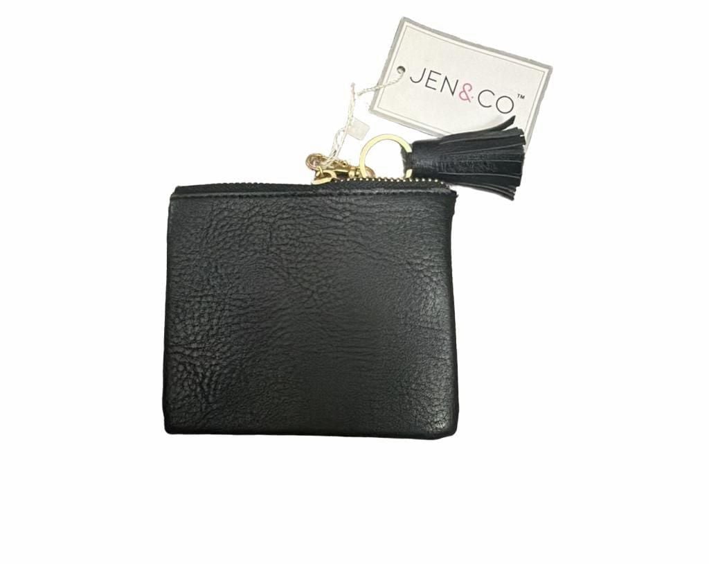 Jen & Co. Black Vegan Leather Coin Pouch Wallet with Tassel Keychain 2