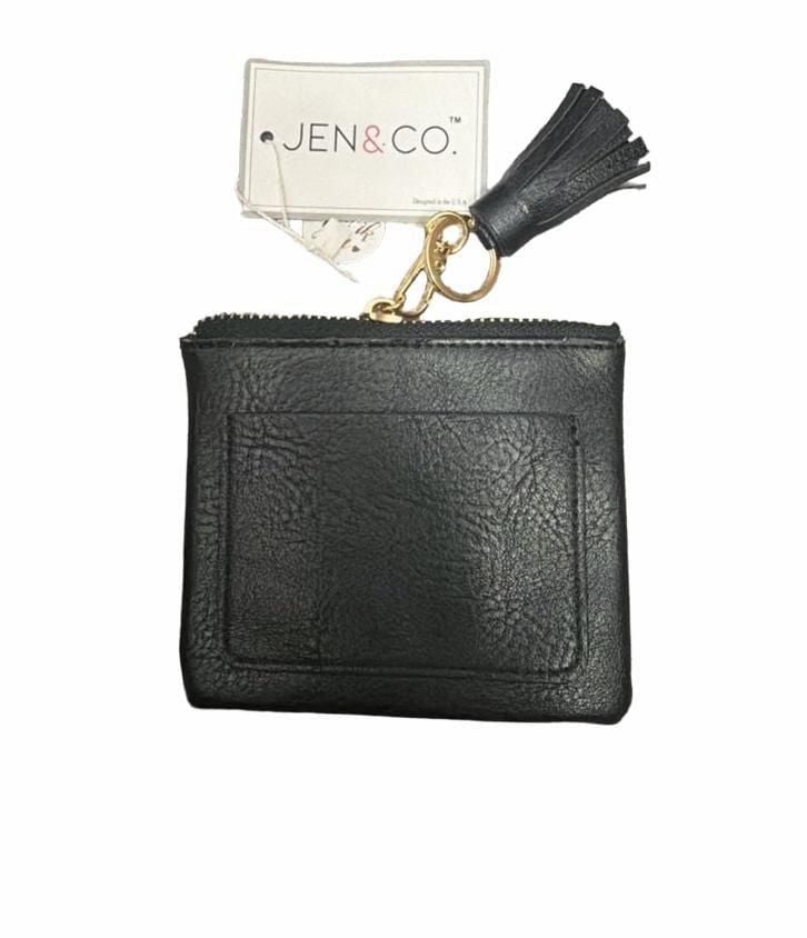 Jen & Co. Black Vegan Leather Coin Pouch Wallet with Tassel Keychain 3
