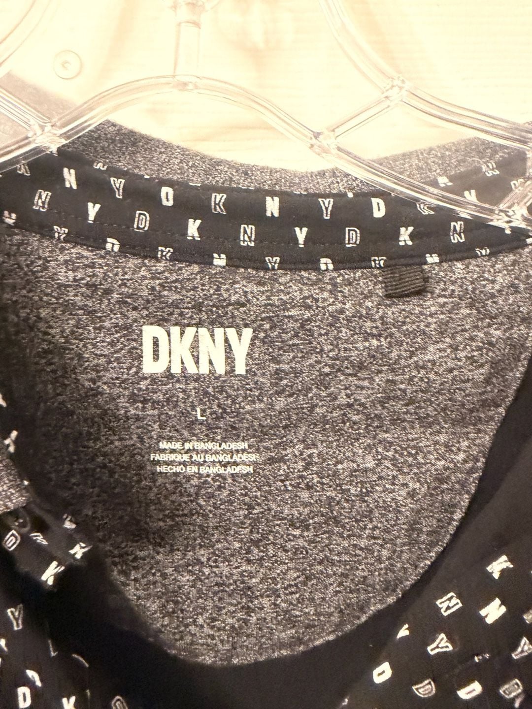 DKNY Polo Shirt Size L Black White Logo Print Pocket 3