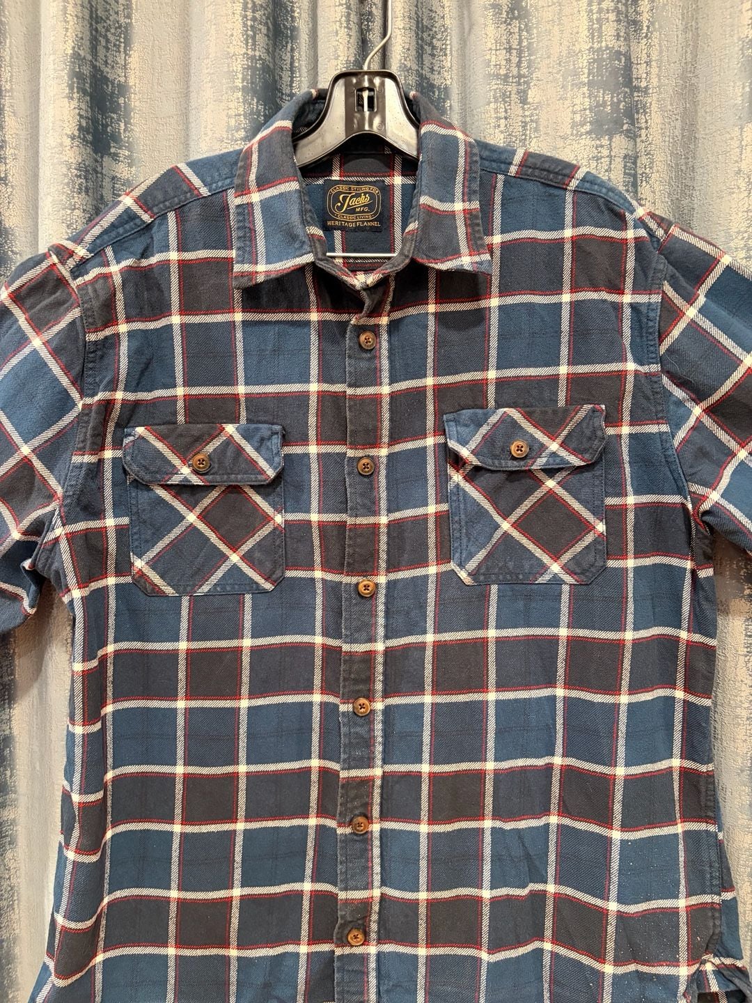 Vintage Jachs Mfg Heritage Flannel Plaid Button Up Shirt Blue 4