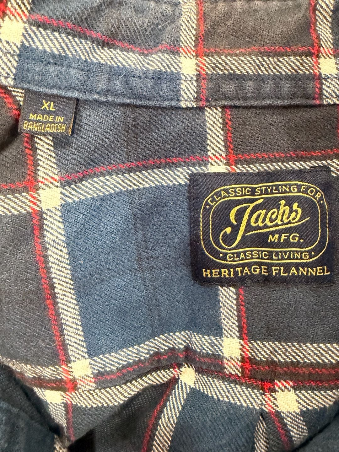 Vintage Jachs Mfg Heritage Flannel Plaid Button Up Shirt Blue 8