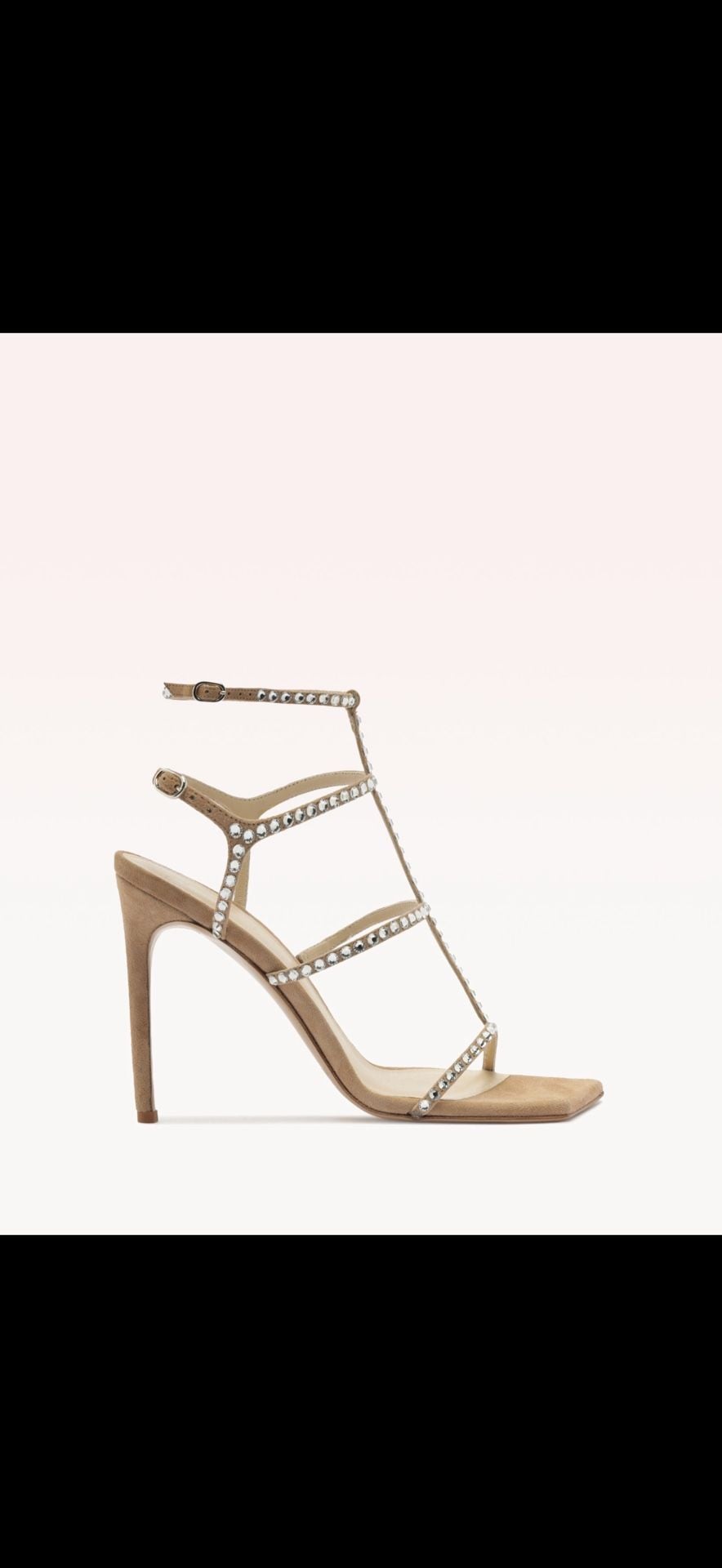 Alexandre Birman Amanda 100 Meringue Crystal Sandals Size 38.5 – MSRP $1,095 2