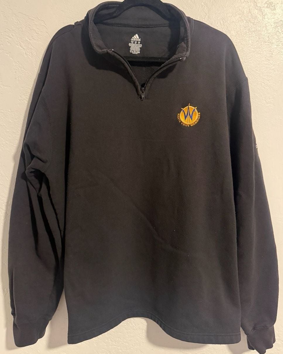 Adidas Santa Cruz Warriors 1/4 Zip Pullover Size XL Black 2