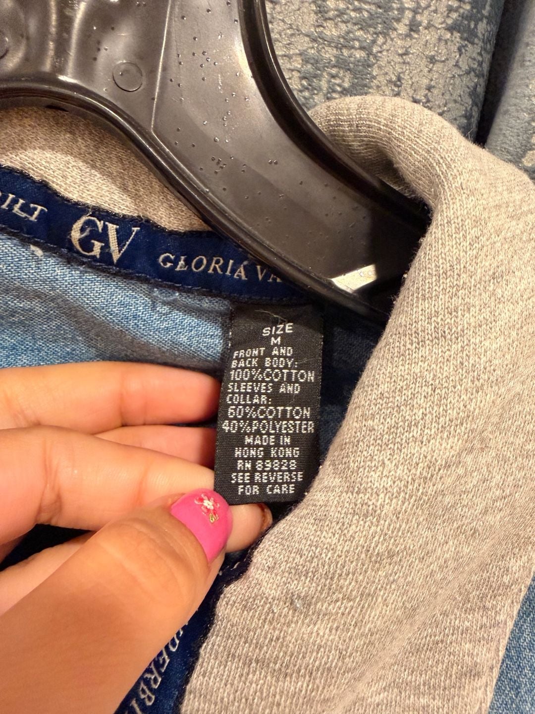 Gloria Vanderbilt Denim And Fleece Jacket Size M Blue Gray Zip 4