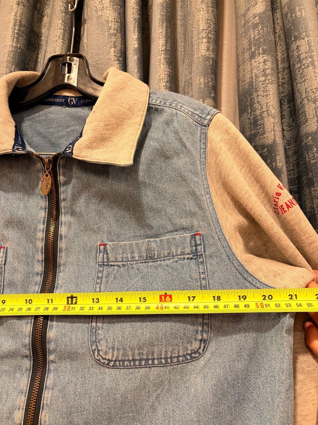 Gloria Vanderbilt Denim And Fleece Jacket Size M Blue Gray Zip 5