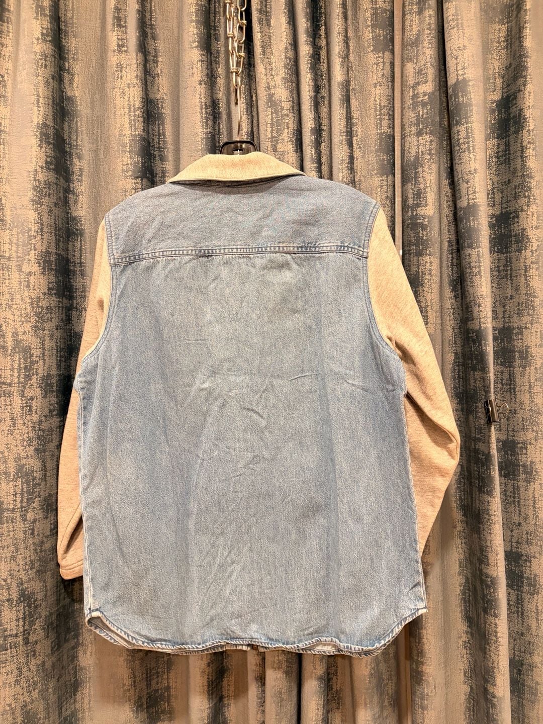 Gloria Vanderbilt Denim And Fleece Jacket Size M Blue Gray Zip 6