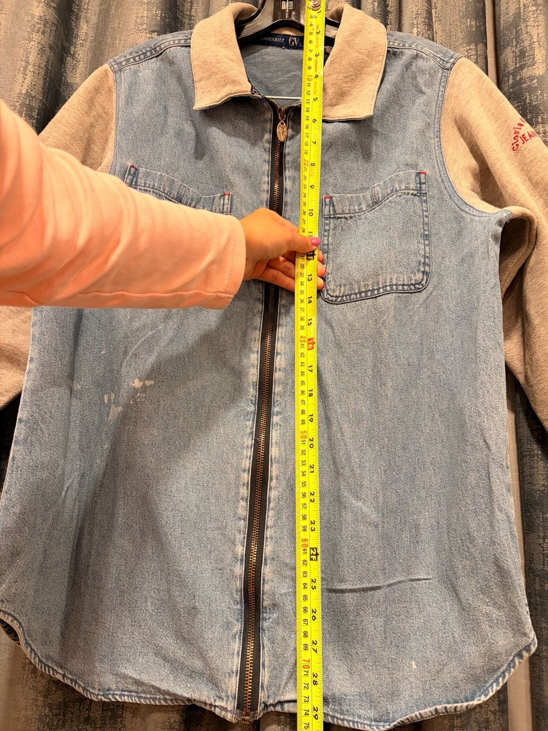 Gloria Vanderbilt Denim And Fleece Jacket Size M Blue Gray Zip 7