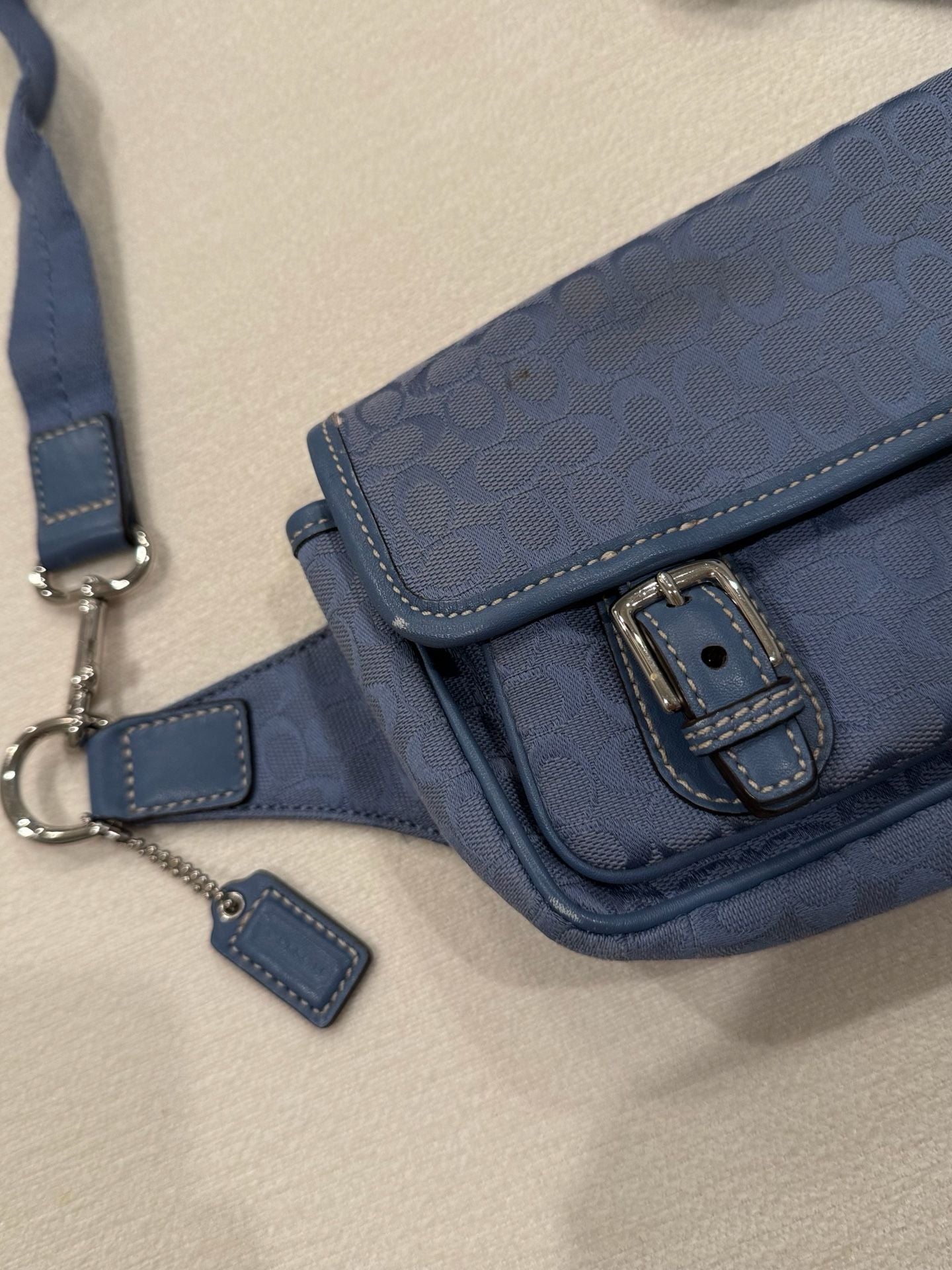Coach Signature Jacquard Monogram Belt Bag Blue Fanny Pack Y2K 3