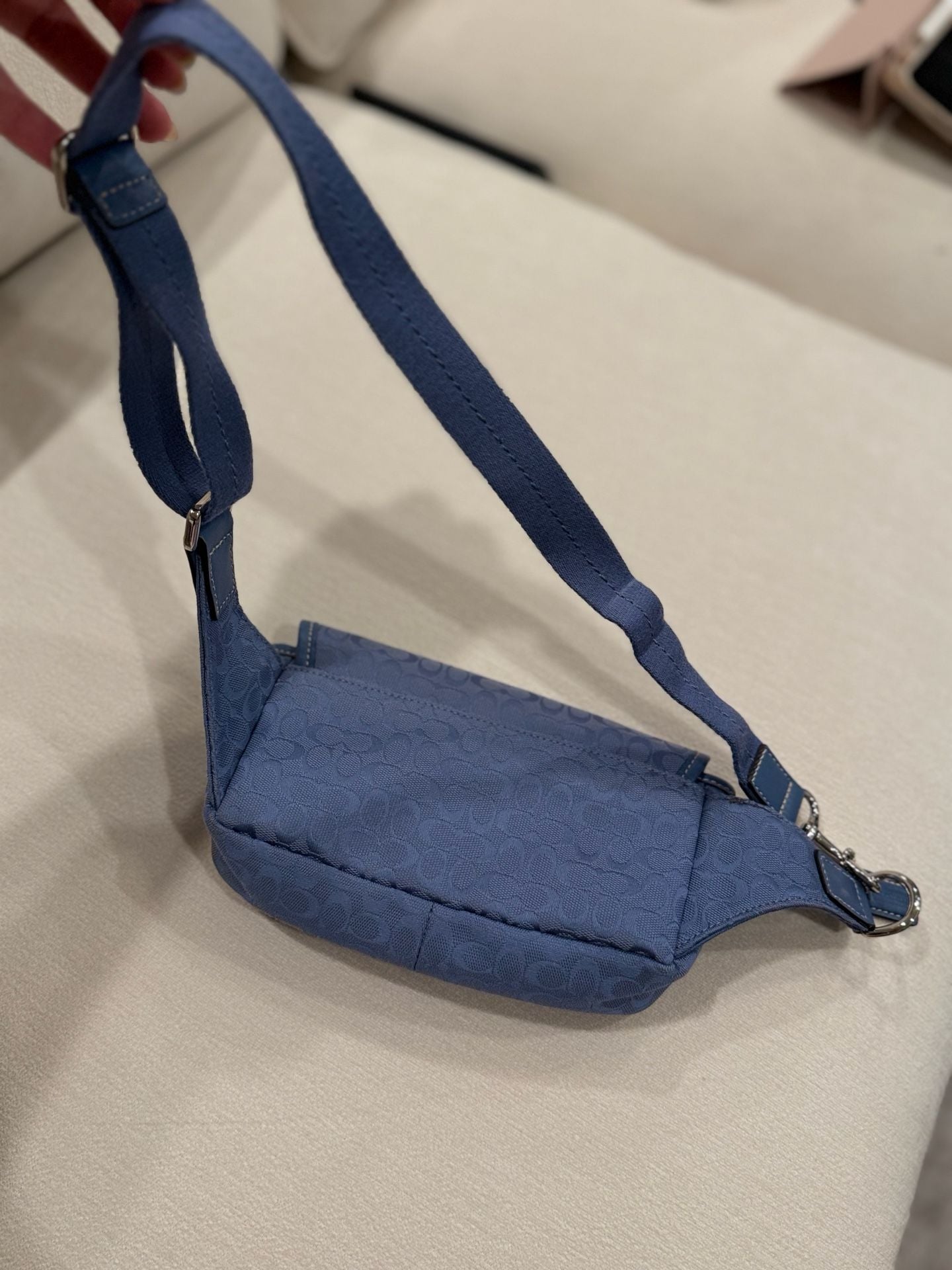 Coach Signature Jacquard Monogram Belt Bag Blue Fanny Pack Y2K 5