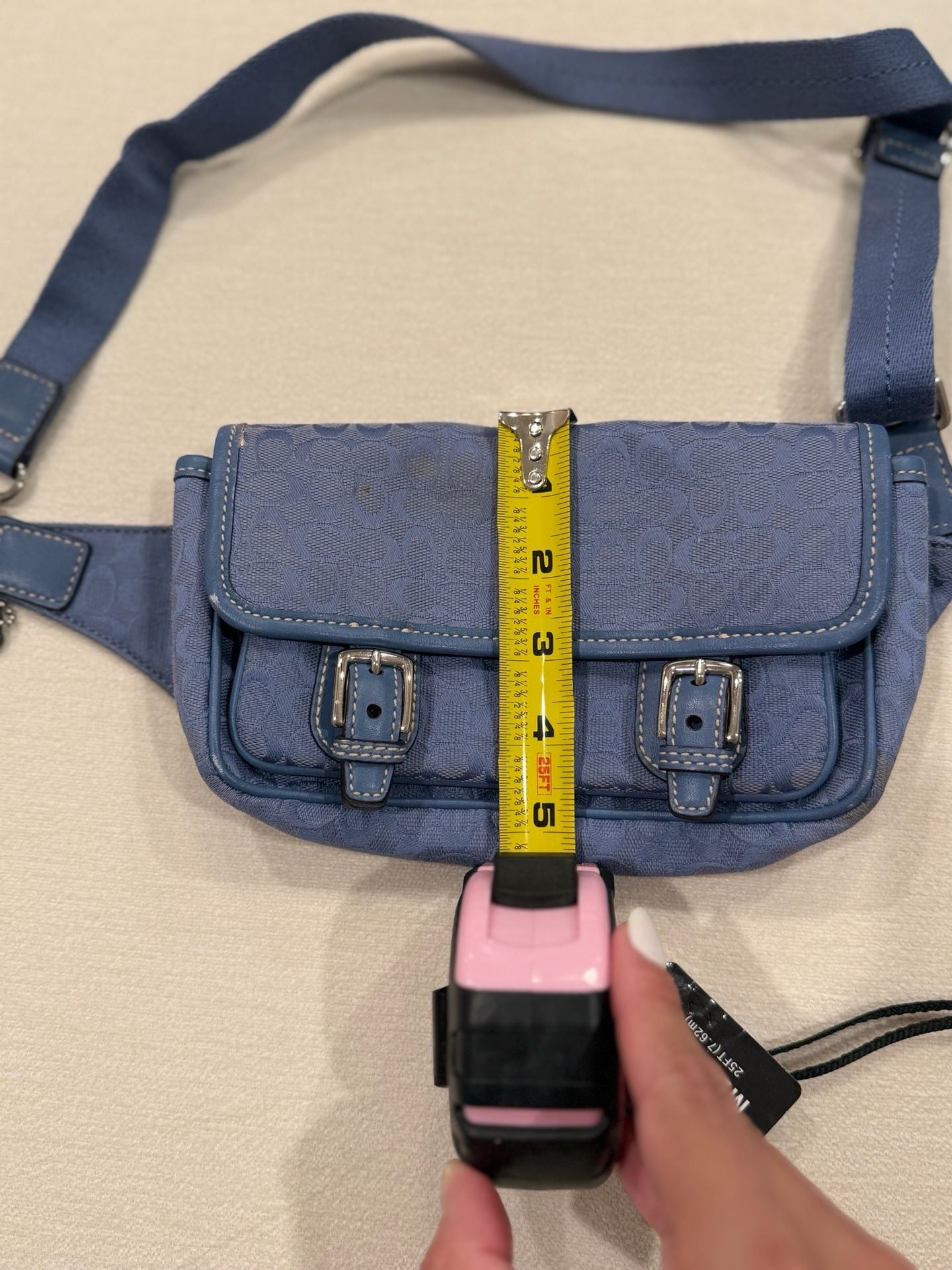 Coach Signature Jacquard Monogram Belt Bag Blue Fanny Pack Y2K 7