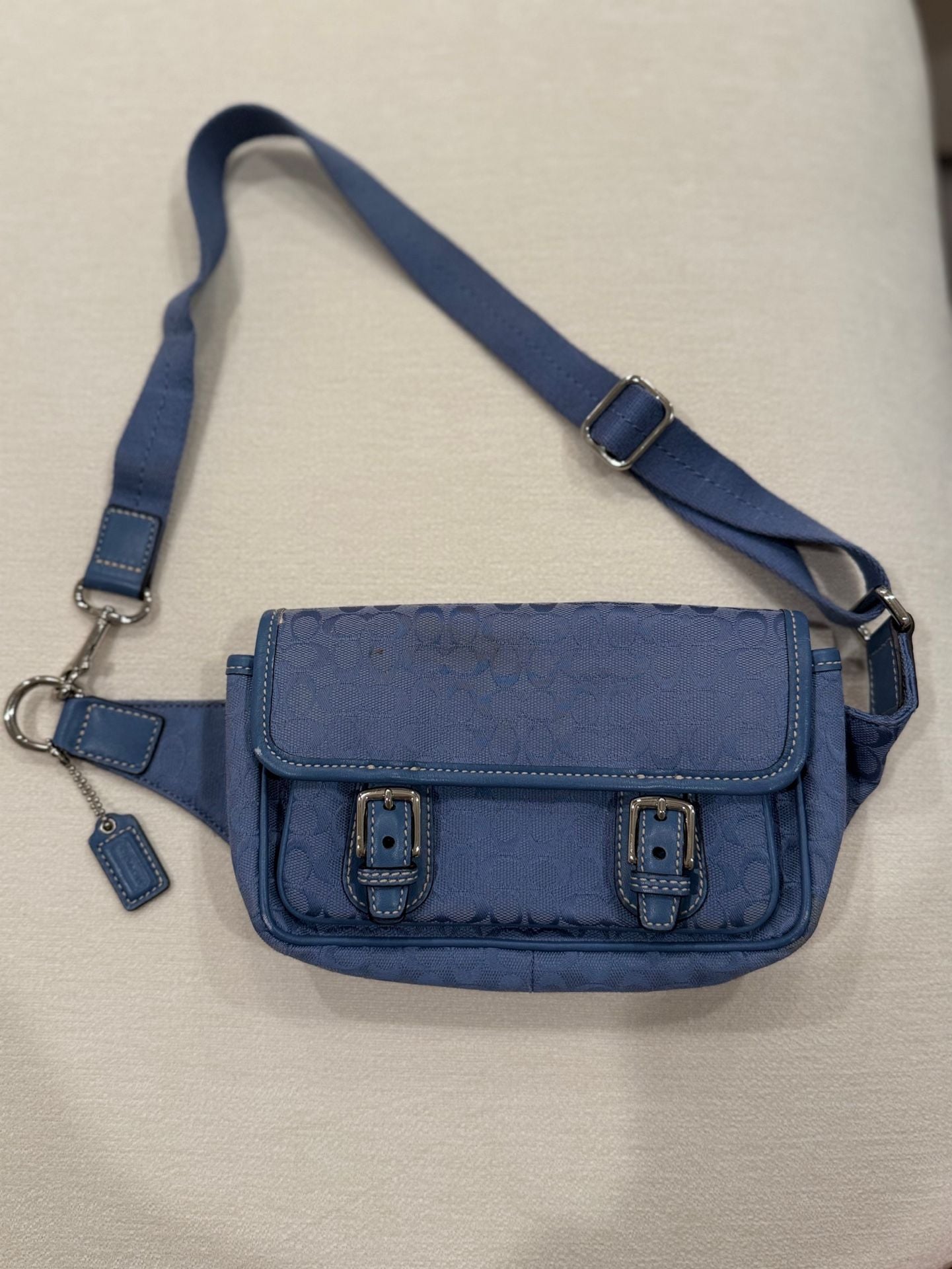 Coach Signature Jacquard Monogram Belt Bag Blue Fanny Pack Y2K 2
