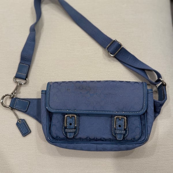 Coach Signature Jacquard Monogram Belt Bag Blue Fanny Pack Y2K