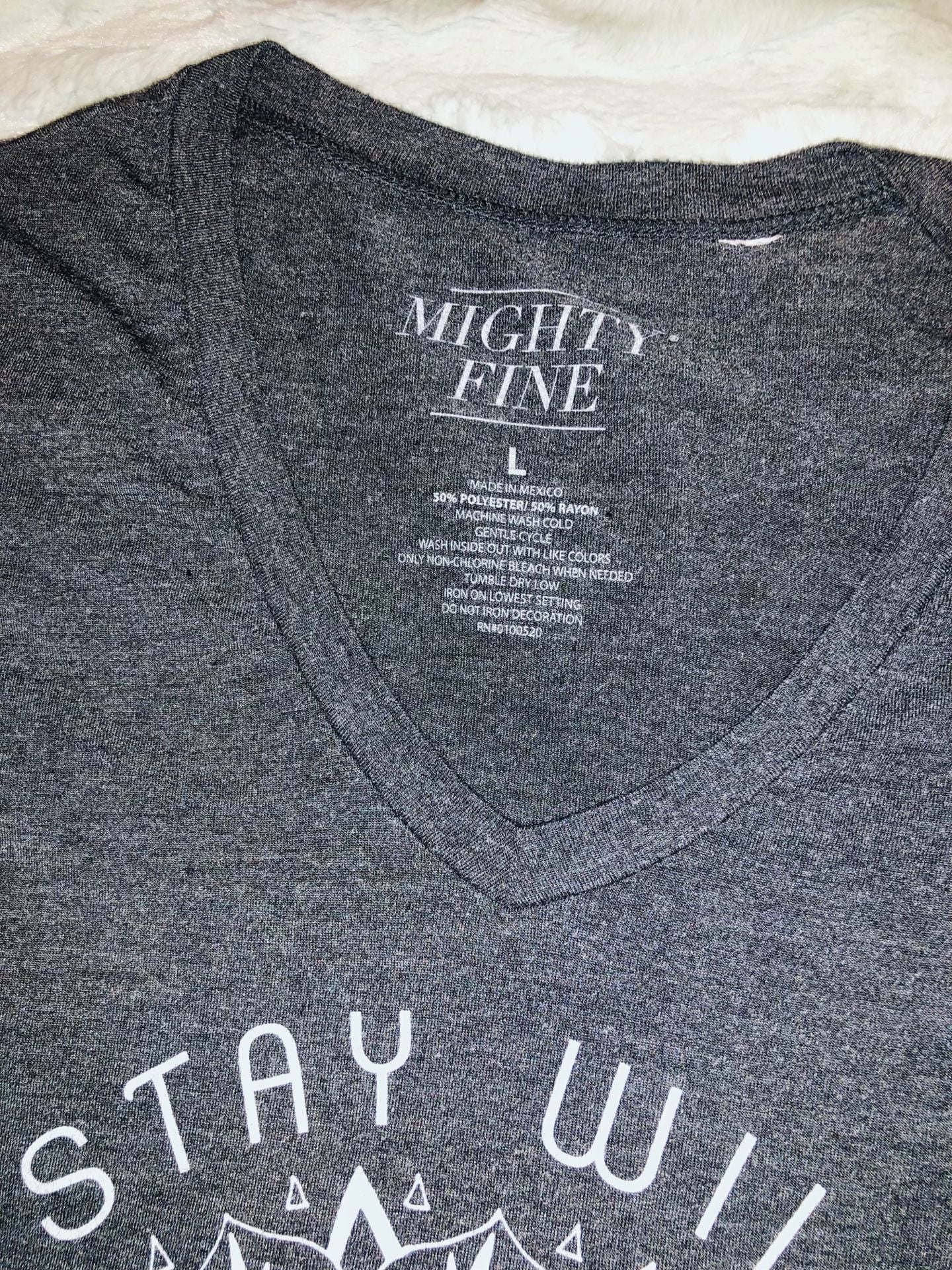 Mighty Fine Stay Wild Moon Child Graphic V-Neck T-Shirt Size L Gray 3