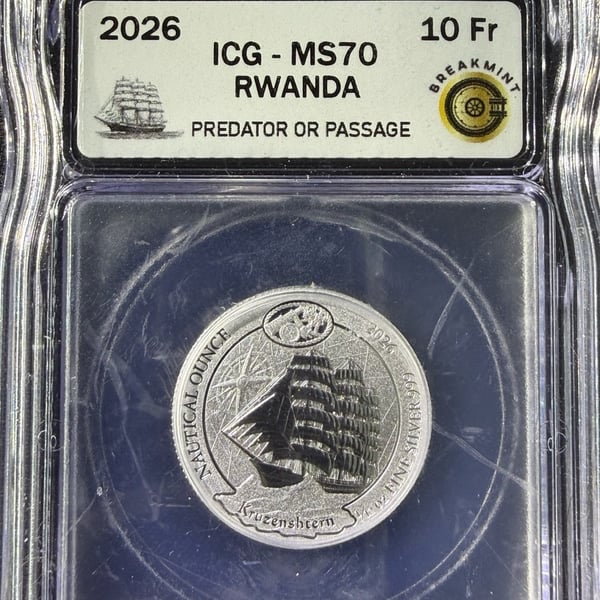 2026 Rwanda Nautical Ounce Kruzenshtern 1/12 oz Silver MS70