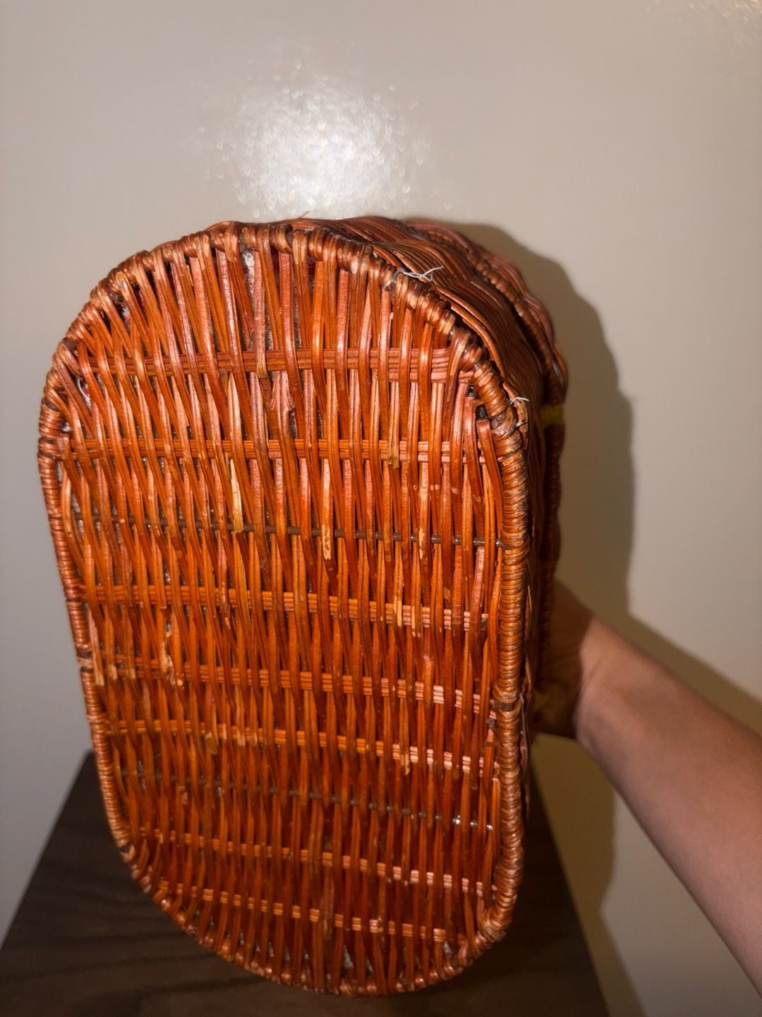 Vintage Wicker Picnic Basket Purse with Leather Handle and Clasp 6