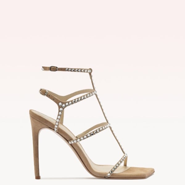 Alexandre Birman Amanda 100 Meringue Crystal Sandals Size 39.5 – MSRP $1,095