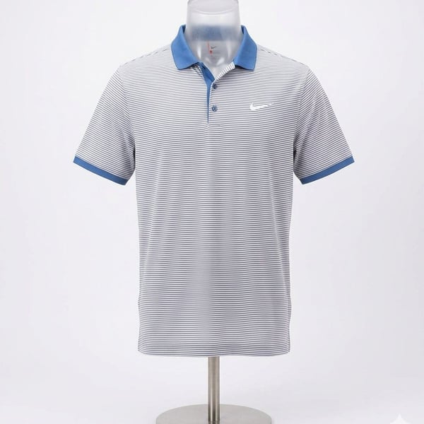 Nike Golf Dri-Fit Standard Fit Blue and White Striped Polo Shirt Size XXL