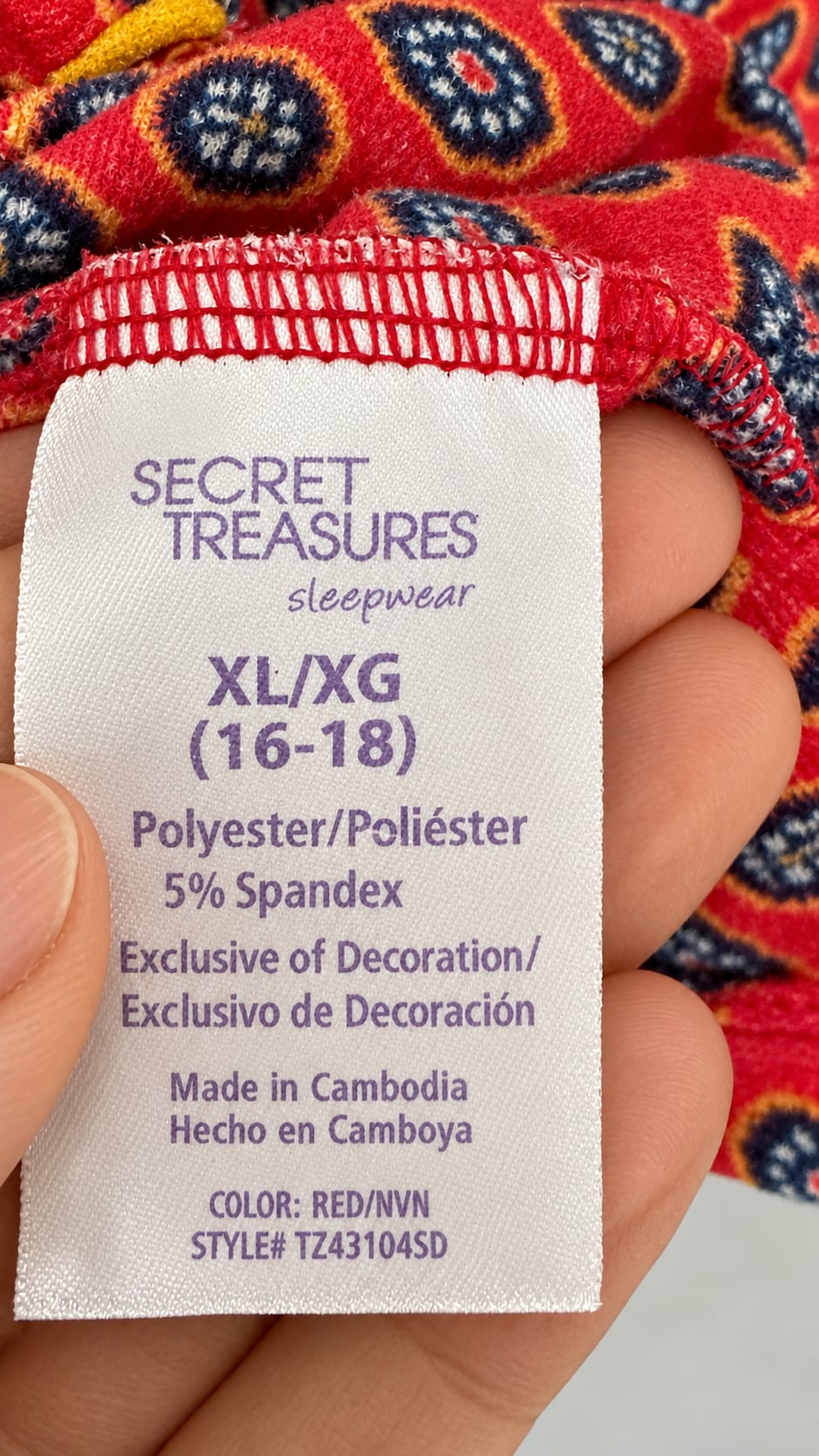Secret Treasures Pajama Set Red Geo Print XL 4