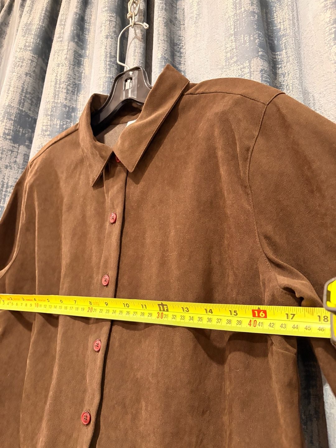 Cascade Blues Faux Suede Long Sleeve Button Down Shirt Size M Brown 6