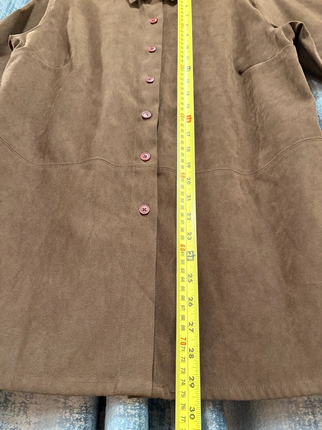 Cascade Blues Faux Suede Long Sleeve Button Down Shirt Size M Brown 7