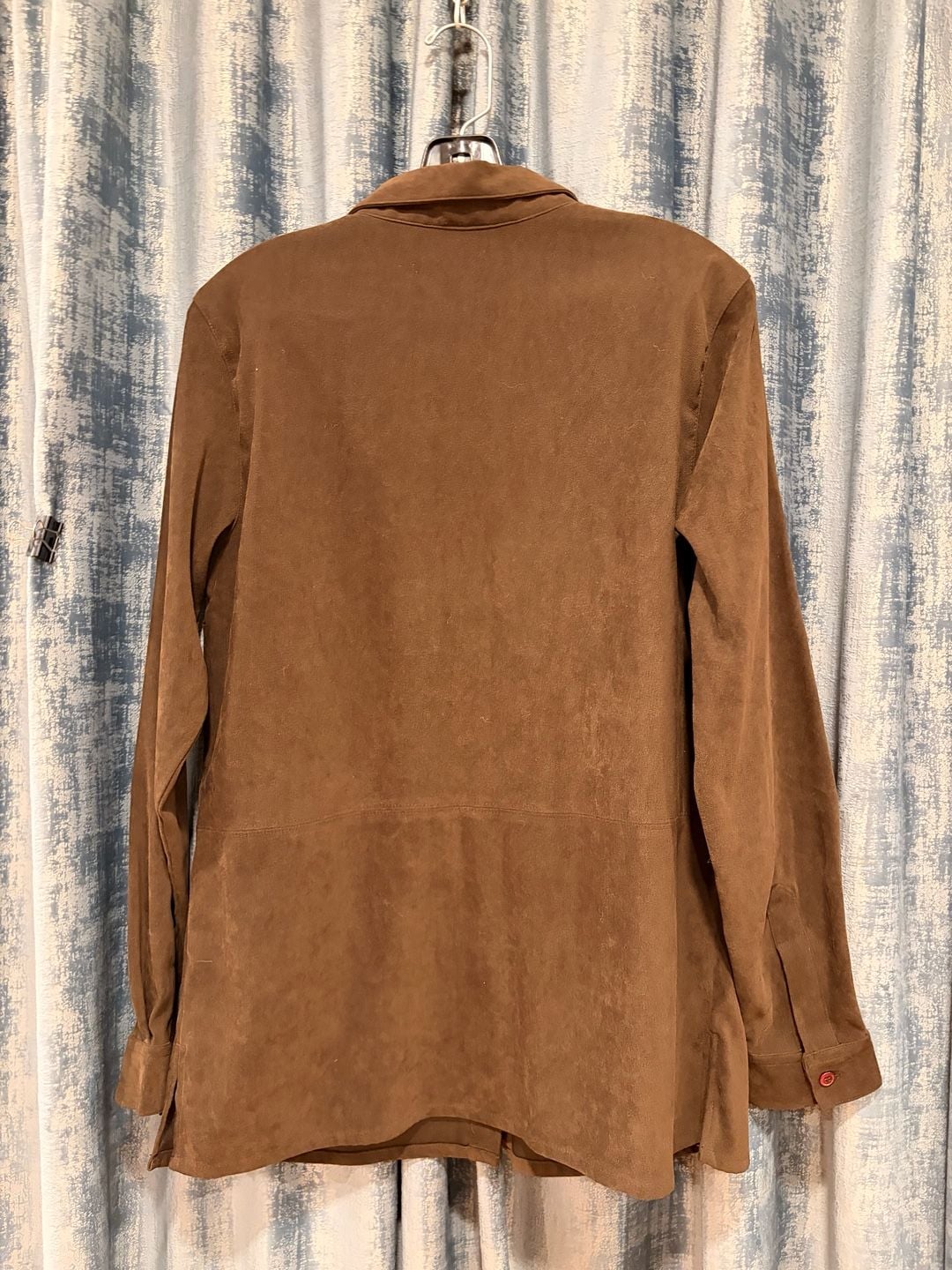 Cascade Blues Faux Suede Long Sleeve Button Down Shirt Size M Brown 8